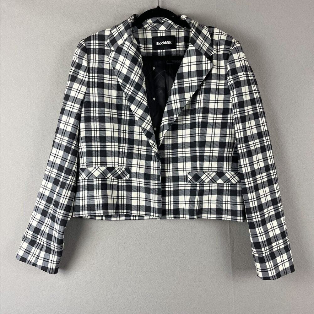 Blackmilk Plaid Tartan Blazer Jacket Womens 12/16 Lined Open Front Academia‎